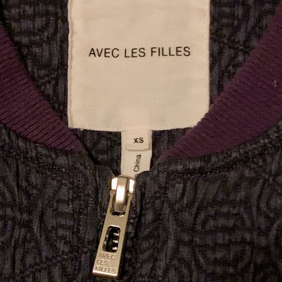 Anthropologie AVEC LES FILLES Jacket XS Blue Quilted Full Zip Bomber Style Coat - Picture 4 of 8